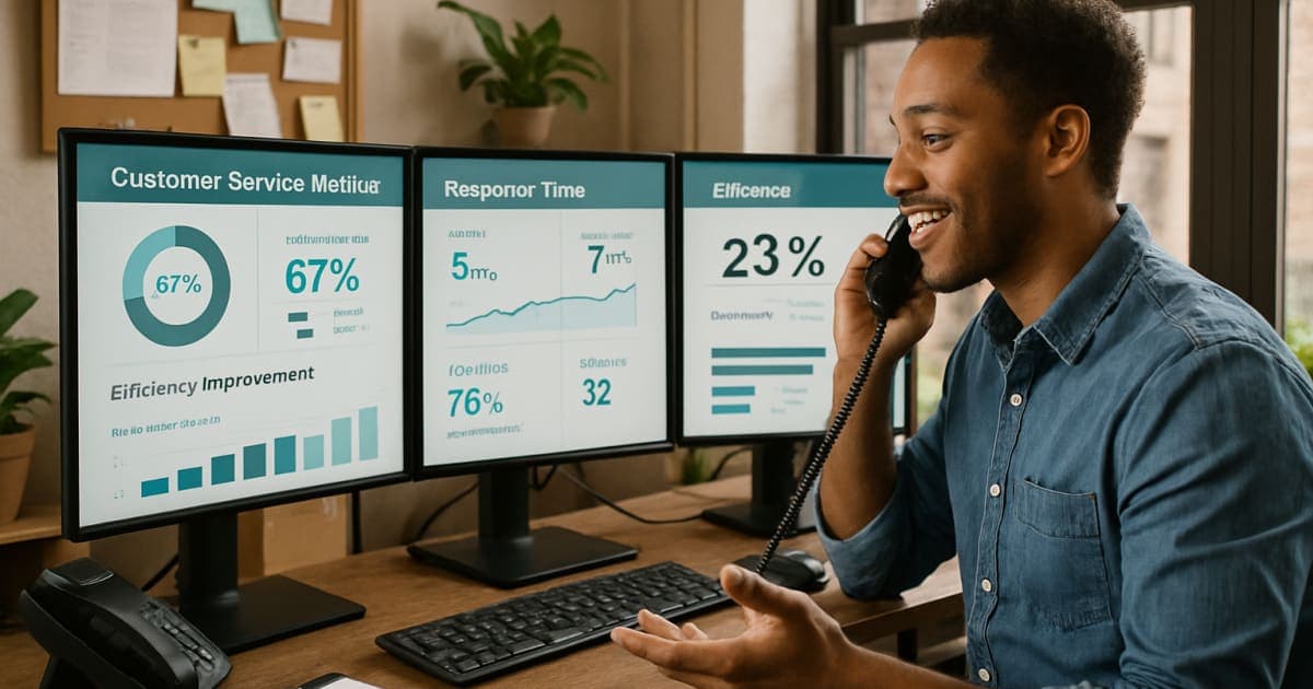 Professional team member using digital tools at modern workspace to streamline customer service operations