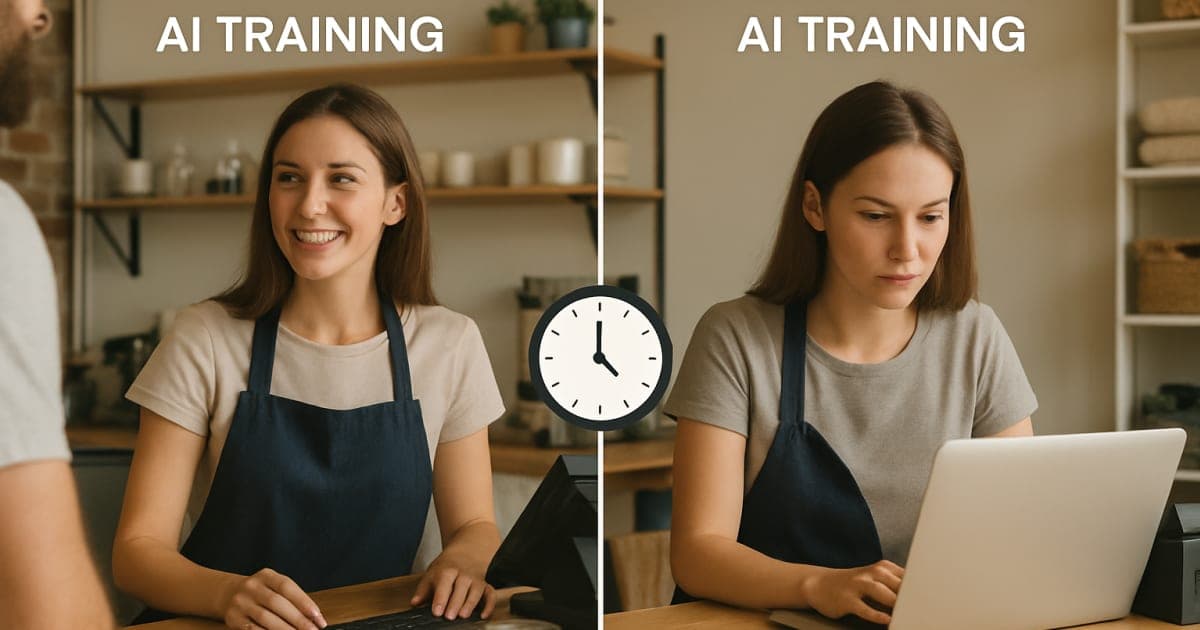 Developer at computer screen with AI training dashboard showing accelerated model development metrics and code